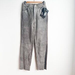 NuAge Grey Suede Straight Leg Pants 6